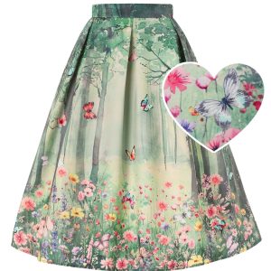 Aisley Butterfly Forest Box Pleated Skirt