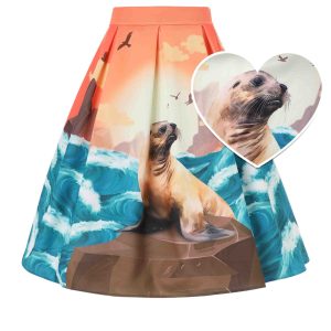 Aisley Seal At Sunset Box Pleated Skirt