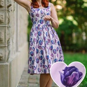 Amanda Lilac Scoop Neck Purple Tulip Print Dress