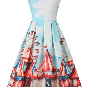 Amanda Vintage Circus Flared Dress