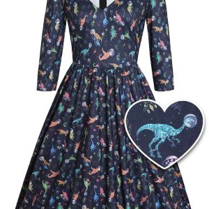 Billie Dinosaur in Space Long Sleeved Dress