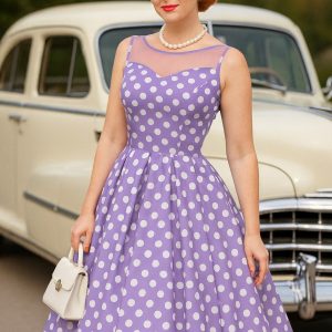 Blair Lilac Polka Dot Mesh Dress