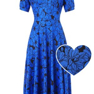 Julia Blue Floral Midi Dress