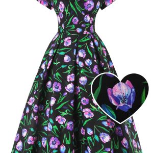 Lily Black Tulip Off Shoulder Dress