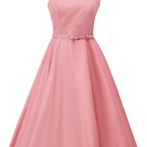 Susan One Shoulder Light Pink Swing Dress