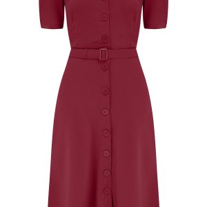 Charlene Shirtwaister Dress in Solid Wine Classic