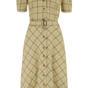 RnR Luxe Range Charlene Shirtwaister Dress in Light Mustard Check