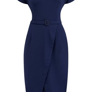 Dita V Neck Sheath Dress in Navy
