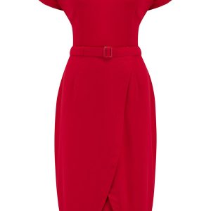 Dita V Neck Sheath Dress in Red