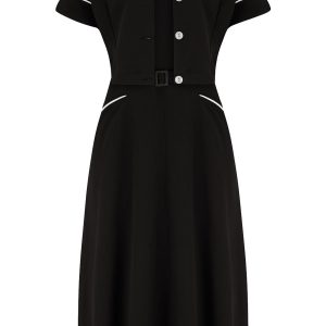 Lucille 2pc Sweetheart Dress & Bolero Set In Black with Ivory Contrast