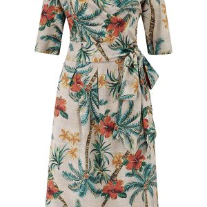 Vivien Full Wrap Dress in Tiki Palm Print