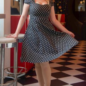 Claudia Flirty Fifties Style Dress in Black/White