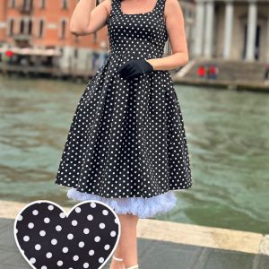 Amanda Black & White Polka Dot Swing Dress