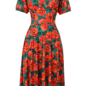 Julia Poppy Midi Dress In Teal