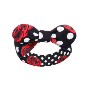 Quirky Headband in Rose & White Polka Dot Print