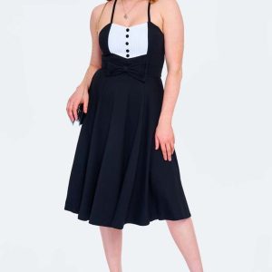 Curve Contrast Strappy Flare Dress