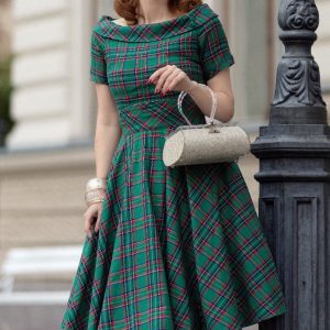 Darlene Green Check Swing Dress
