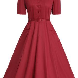 Mabel Burgundy Shirt Dress