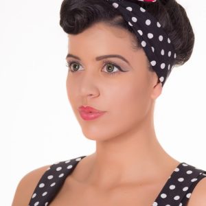 Rockabilly Headband in Black & White Dots